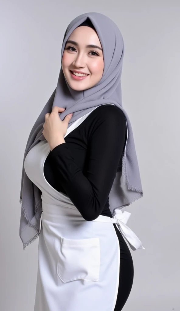 50 years Old, Hijab Indonesian mature woman, Big Tits : 66.9, Gamis, Breast out from her clothes : 1.9, at doctor office, Dark light, at Nighttime