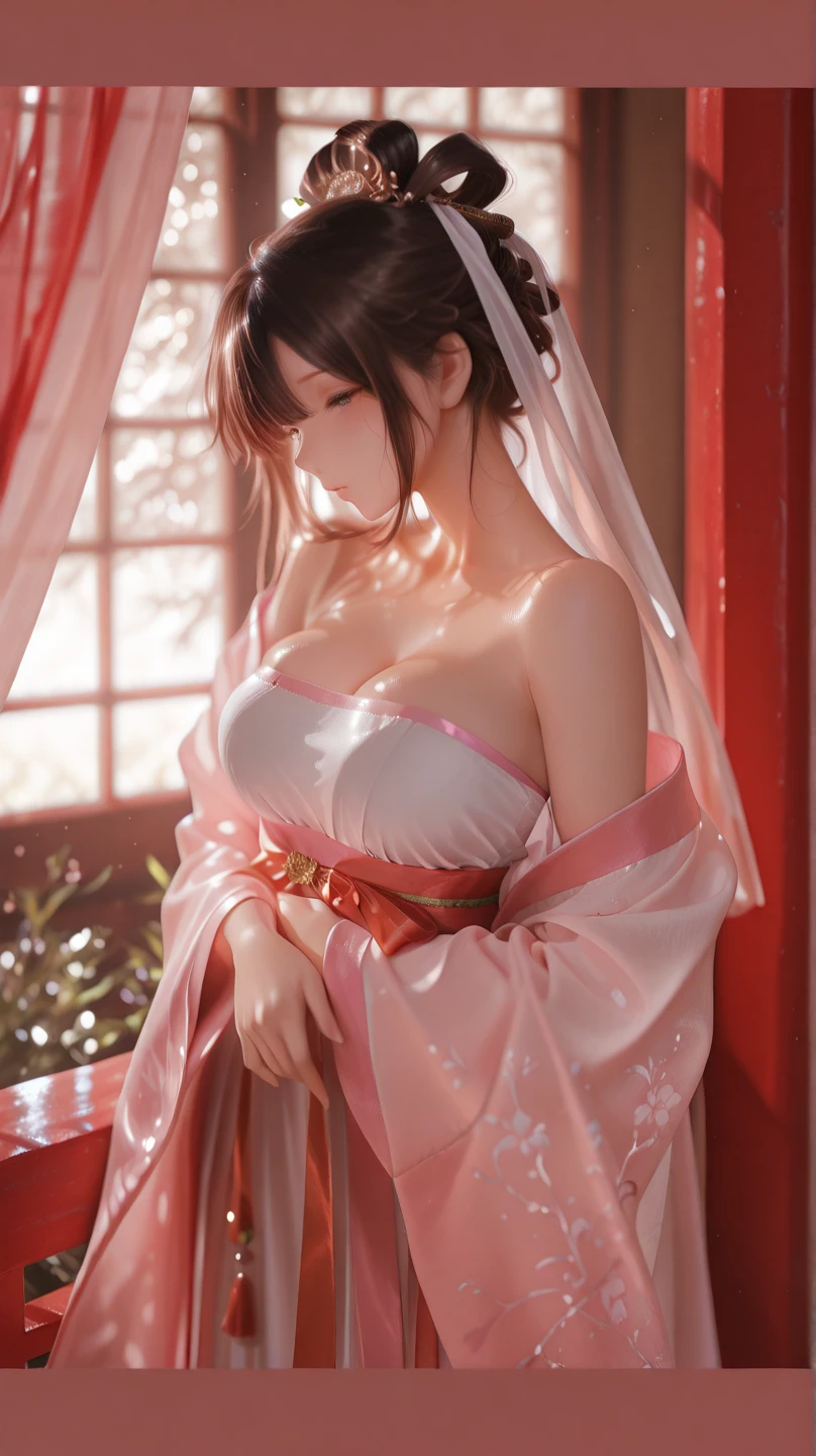 Japanese goddess, Benzaiten, Holy Kannon, goddess sitting in Indian style, (see-through robe: 1.4), delicate face, beautiful body, cleavage, Kanzeon Bodhisattva, gentle expression, Buddhism, lotus, background: mandala