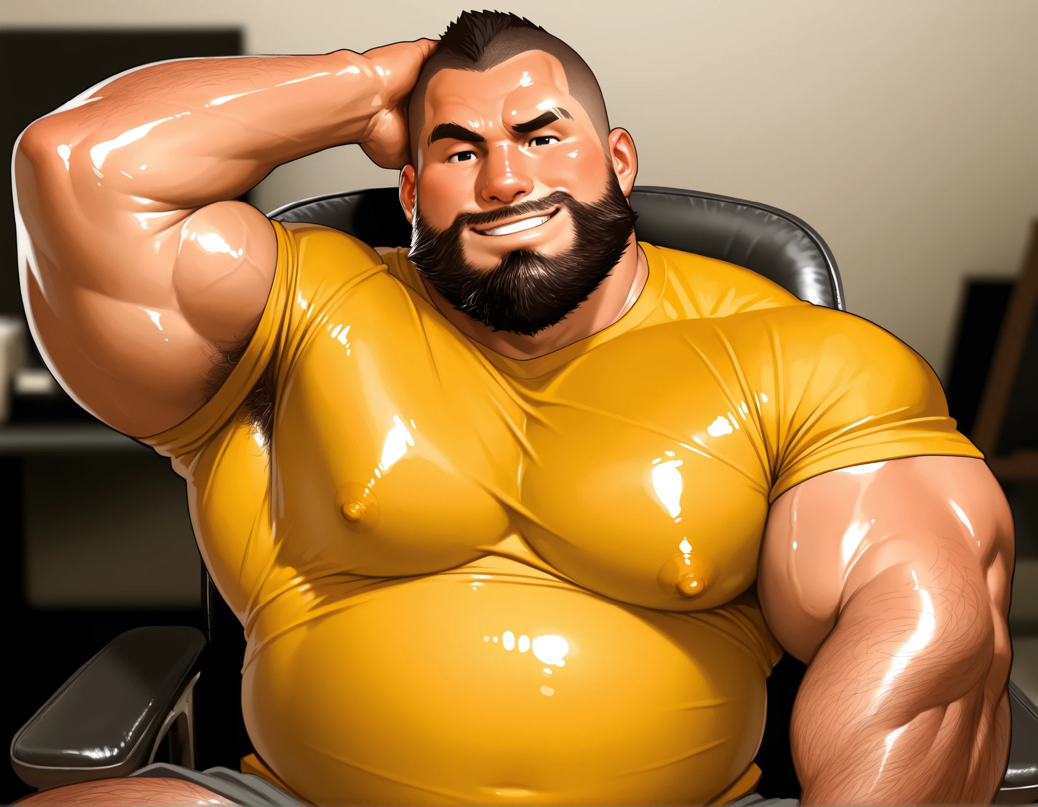 full body, large view, one chubby dapper light blond undercut preppy haircut guy wearing golden nylon LV socks, shoes off, LV white shorts, lots of golden chains, golden necklaces, golden rings, golden watch, huge golden nose ring, white fur coat, lying in socks on the white leather seats inside his white and gold Porsche, showing off his golden socks