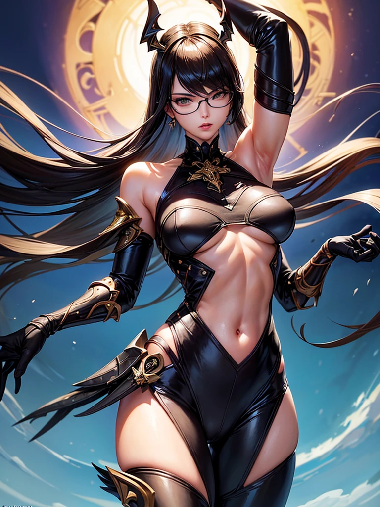 1 Black Girl as Sheeva Mortal Kombat , completely naked, star eye, black long hair, black eyes, engine unreal, side lighting, face detailed, , shining skin, simple background, darkness background, complete body