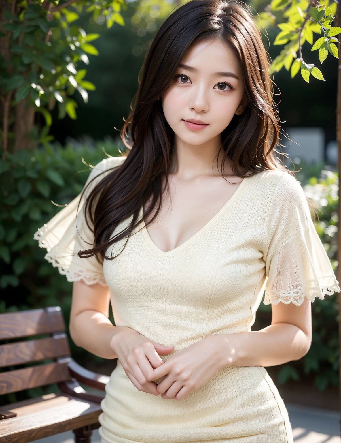 Best quality, 4K,8K,Realistic, Photorealistic, extremely detaile, An extremely delicate and beautiful, RAW photo, Japanese and Korean beauties,South Korean beauties,Wear JK, mini-skirts,Large breasts,(Beautiful detailed eyes,beautiful detailed lips,Extremely detailed eyes and face,long eyelasher), Beautiful hair, joyful expressions, Surrounded by cherry blossom trees, It has a kawaii anime style, In a picturesque garden full of sunshine. The artwork is of the best quality, With ultra-detailed features and realistic, Realistic touch. vibrant with colors,The lighting creates a warm atmosphere, Dreamy atmosphere.