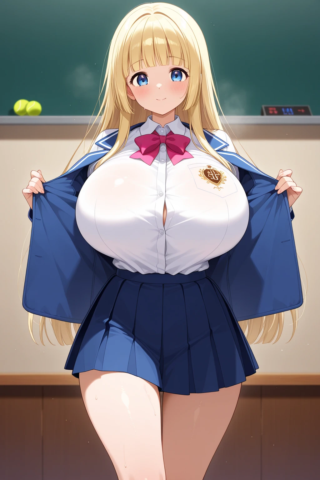 schoo uniform,gigantic breasts,bursting breasts