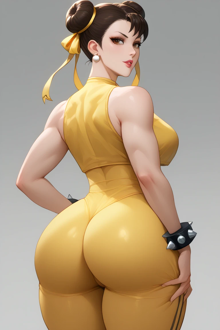 (Masterpiece, plain background:1.2) 1sologirl squatting body looking to viewer symmetrical buttocks showing to me, crossing arms behind back shackles wristbands bracers bracelets, wearing heels 👠, long fluffy bunny ears, luna konosuba happy mouth closed red cheeks sweaty full body steaming mouth
