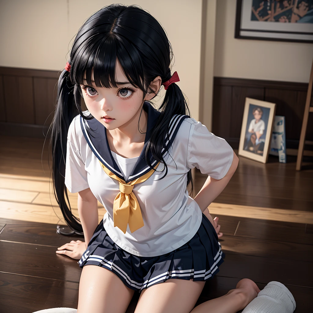 Cute high school girl lying down