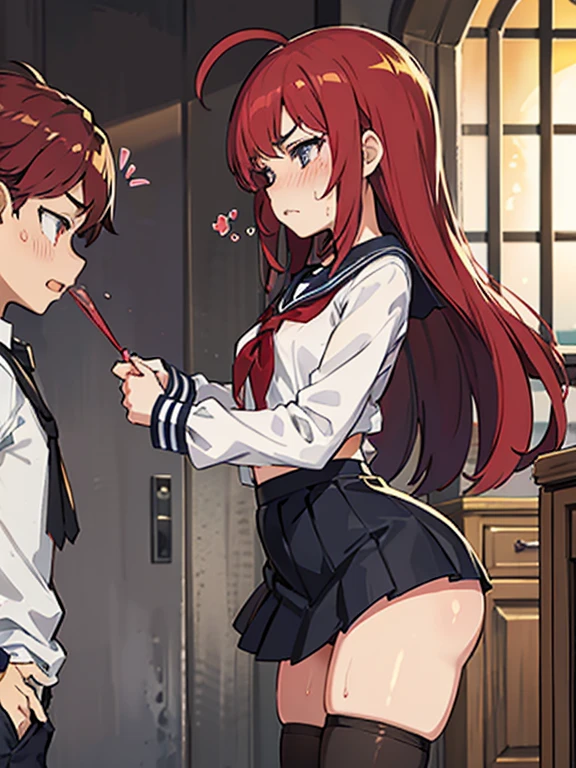 girl having sex),Girl with pink hair, long twintail hairstyle, ((small bushy eyebrows)), wearing gothic lolita clothing, lolicon , walking to school, flirty smile,, walking to school, bored look, bored face,, (sitting with legs open lifting her skirt to show her vagina wet with semen), (1 boy having sex with the girl, scaried young boy) naked boy about to have sex , boy ready to penetrate her pussy
boy about to penetrate her,