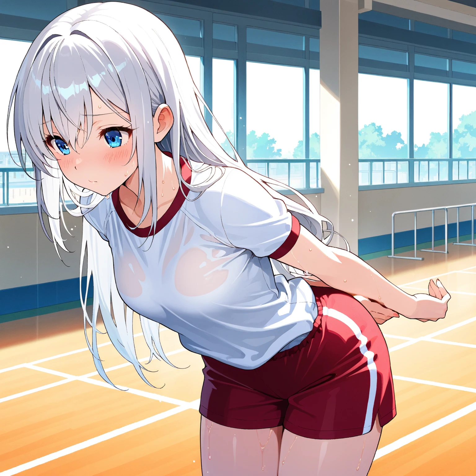 Masterpiece，Highest quality，high resolution，Sunburn mark:1.5，beautiful girl，Track and field club，Completely naked，