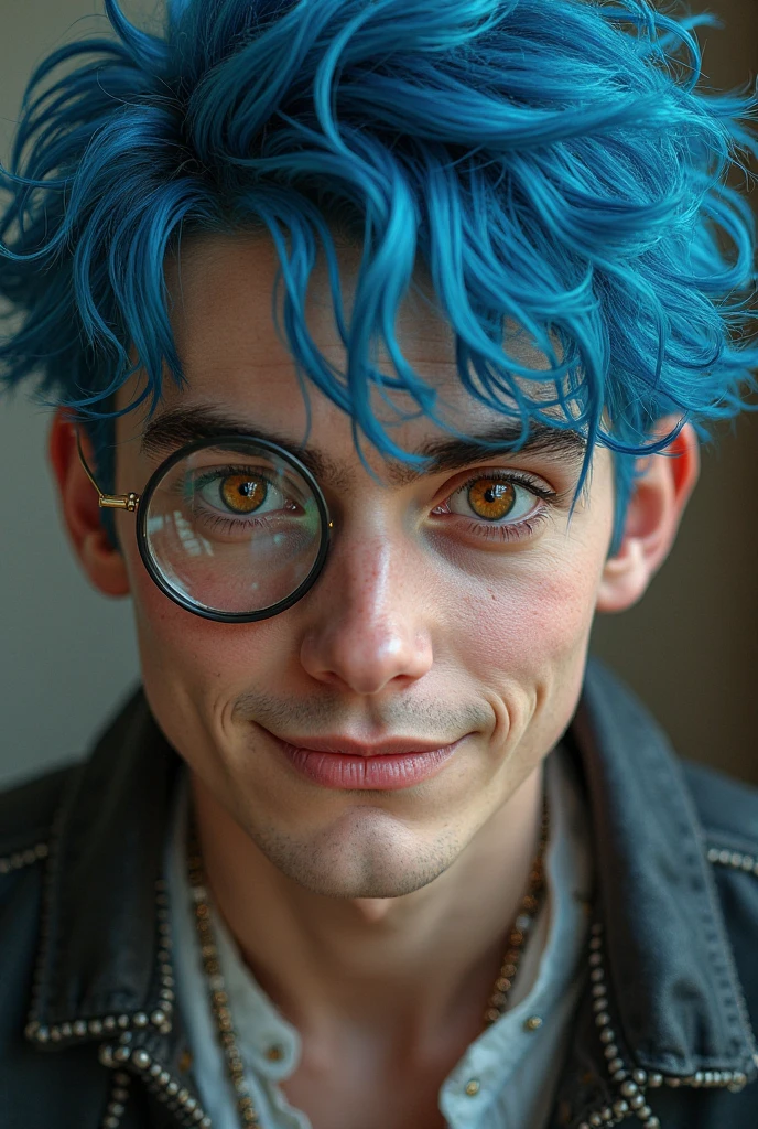 1 boy, short blue hair, blue eyes, wearing white glasses, wearing a hoodie, sitting in front of a computer, opening a cellphone, high quality, 8k