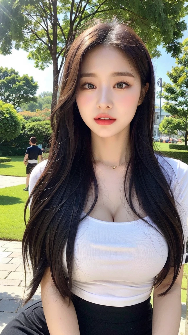 Upper body, Long hair, jewelry hairpin, large full breasts, riverside and rock or temple or bridge, See-through, Bare shoulders, Sexy, , , Sexy, Naked