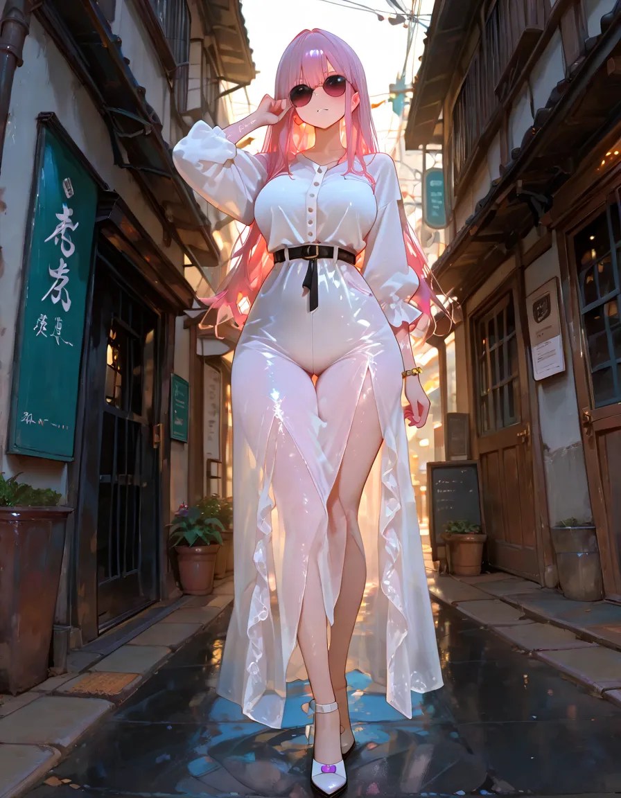 Giantess appears from underwater in front of a giant cruise ship, the cruise ship looks very small in front of her because it is giant, she is naked, she has red hair and white skin, she has small breasts but very sexy legs and her body is very curvy. Goddess, Attack, giant, cruise ship, naked, sexy, hot, ocean, in the middle of the ocean, without buildings, High quality, Red hair, excited girl