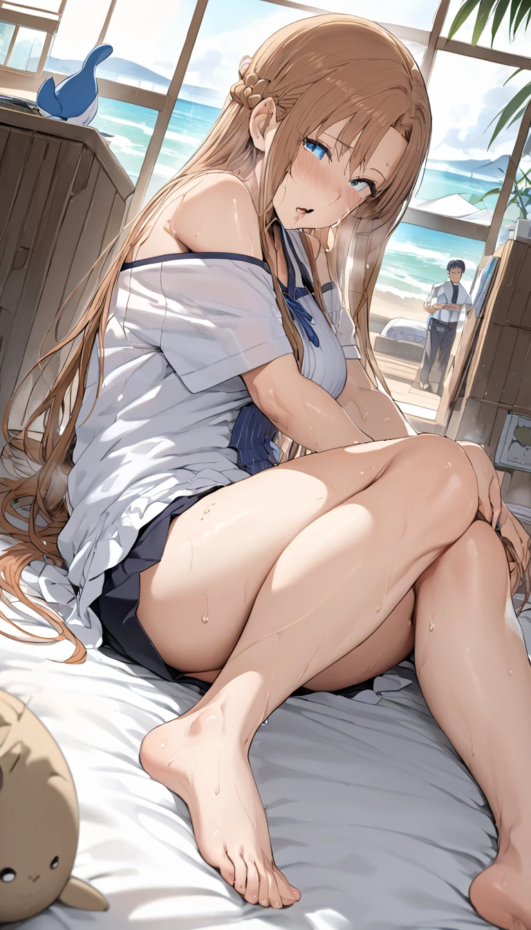 Browsing Caution 　Beautiful 20 year old naked Japanese women、The first time I had sex with my boyfriend in the cowgirl position。Blood and red semen overflows from the pussy where the penis is inserted.Losing virginity、Beach、Red cum spurting out of her pussy。C Cup。Cum spilling out of her mouth