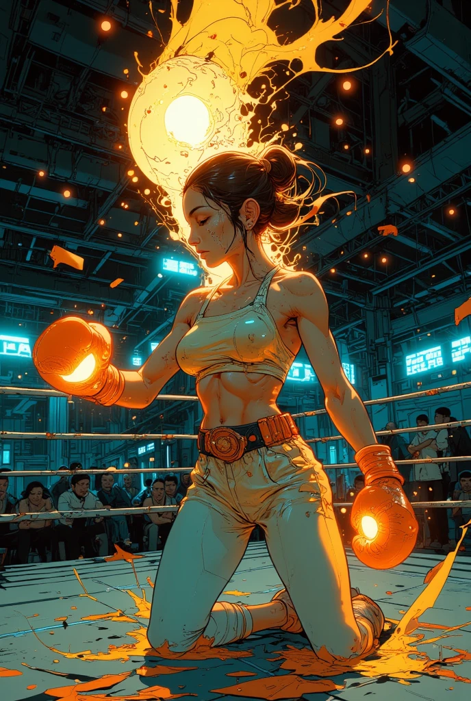 (Full body portrait:1.4)、(Wide legged squats:1.3)、(Arms raised to show armpits:1.4)、(Female wrestler、a muscular build、Six Pack Abs)、Large amount_sweating:1.8、A skimpy white wrestling outfit、At the training gym、(Correct Anatomy)、(Highest quality、4K、8K、High resolution、masterpiece:1.2)、Very detailed、(Genuine、Realistic、Realistic:1.37)、Dynamic action poses、Dynamic Lighting、Structure of the film、Very detailed顔の特徴、Very detailed目と顔、Long eyelashes、Chiaroscuro lighting、Dramatic Shadows、Impressive color palette、Bright col(motion blur effect:1.4))
