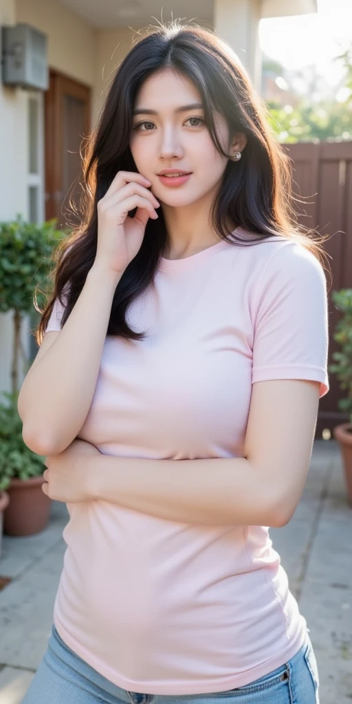 mix4, 20d, solo, long_hair, shirt, dress, high_heels,full_body, look_at_viewer, (8k, RAW Photos, top-quality, ​masterpiece:1.2), (reallistic, Photorealsitic:1.37), Professional Writing, photon maping, Radio City,physically-based renderingt、Ultra-realistic capture, Highly detailed, High resolution 16k close-up of human skin. Skin texture must be natural, Detailed enough to finely identify pores. Skin should look healthy, In a uniform tone. Use natural light and color. profile,kawaii,The whole body must be in the photo