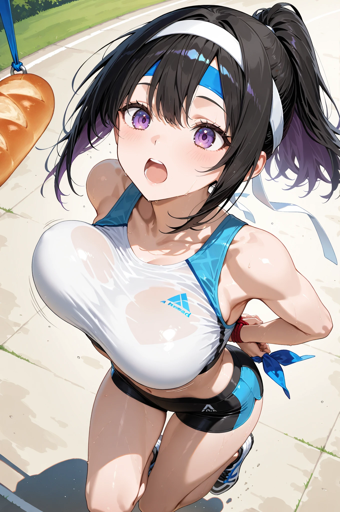 Highest Quality, masterpiece, beautifully detailed eyes, large breasts, makeup, glossy lips, full lips, scared, (tears, crying), (quicksand:1.3), shinobu kochou, shinobu kochou is nude, shinobu kochou has big ass, shinobu kochou has large breast, (tape gag), (tape bound), (arms bound), partially submerged
