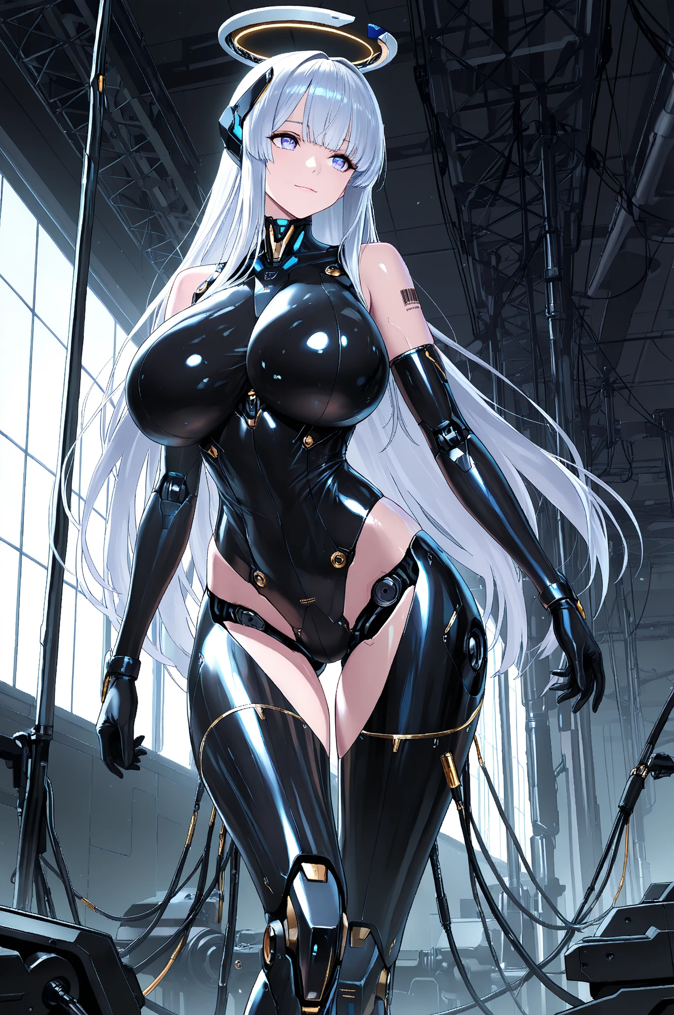 The prompt is: voluptuous, long blond hair, thick thighs, 8K, 4K, best quality, high resolution:1.2), cute anime face, noise reduction, sparkling blue eyes, gentle smile, rounded, wearing a headband, naked, barefoot, toned abs, muscular arms, muscular legs, in a bedroom, (((exposed nipples))). , young face, anime chic eyes, at church, white body suit, white rubber suit,nun,White pantie, ruanyi0109,bdsm,chain,nun,o-ring,see-through,veil,White panties,elbow gloves,dominatrix,collar,cuffs ,thigh strap,thigh boots, upper body statue, squatting down on one's knees
Please note that the prompt should be in English and should not include any explanations or sentences.