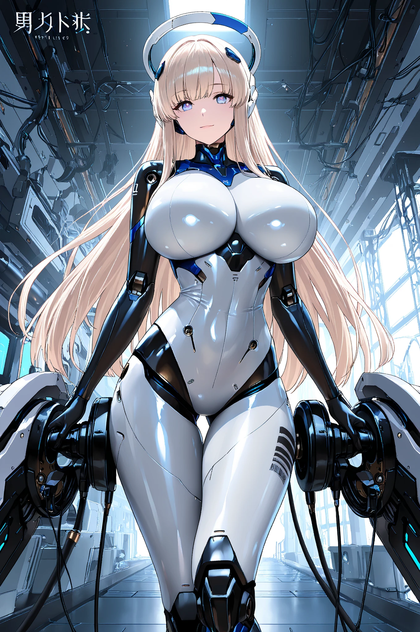 masterpiece, best quality,
1girl, solo, long hair, photorealistic,
(finely detailed beautiful eyes: 1.2),open clothes, glowing eyes, shiny hair, lustrous skin,((1 life-like robot)), metal construction, wires and cables, (glowing eyes), (mechanical arms), science fiction,(large mecha arm),cowboy shot, energy tank,