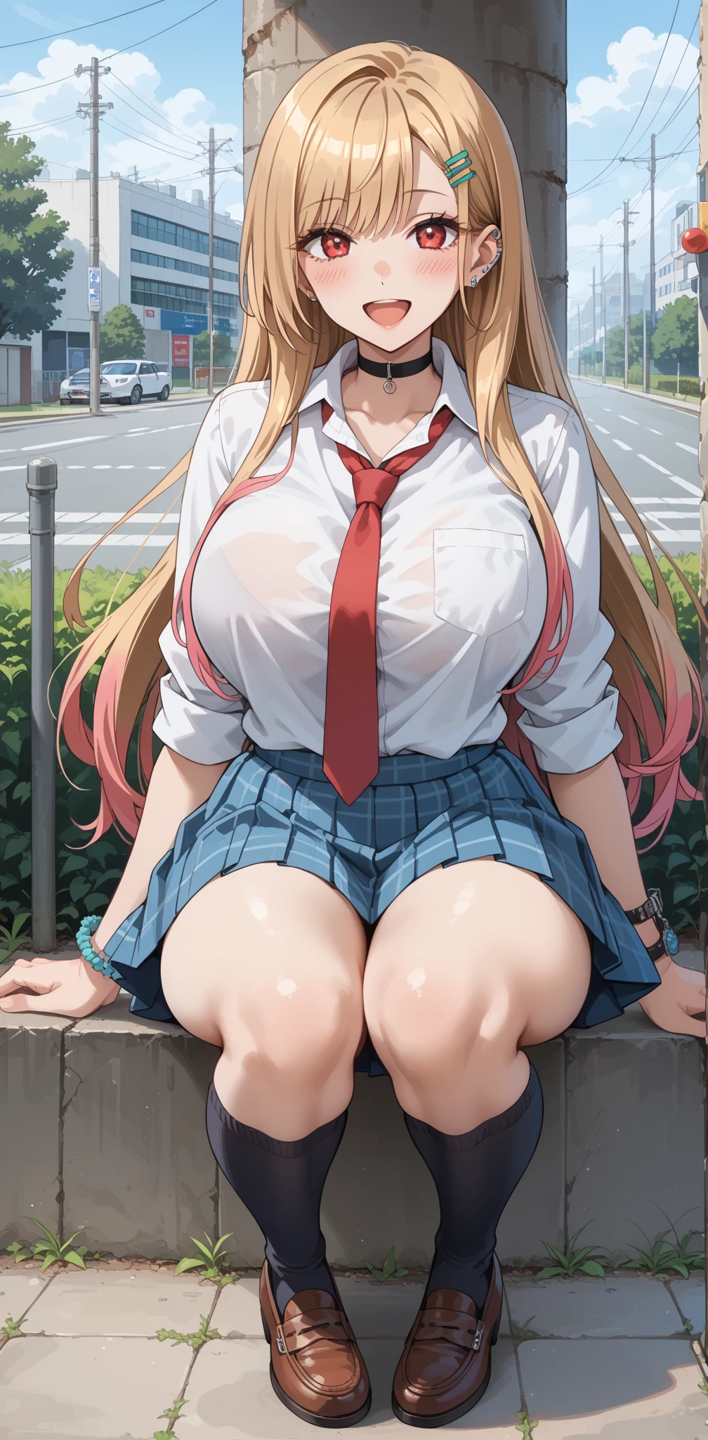 (NSFW) masterpiece, best quality, highres, BREAK , phyami, yamisch, long hair,hair ornament, hair between eyes, blonde hair, very long hair,red eyes,
,thigh strap, sweater vest, plaid skirt, plaid, socks, pleated skirt, skirt, showing panties sleepy,old cafe terrace evening, , platinum, gold, multicolored theme, , intense angle, push- up pose,looking at viewer, breasts, close up angle, spreading legs, showing panties, transparent, see through, close view
/=yaminor,etached sleeves, black dress=/