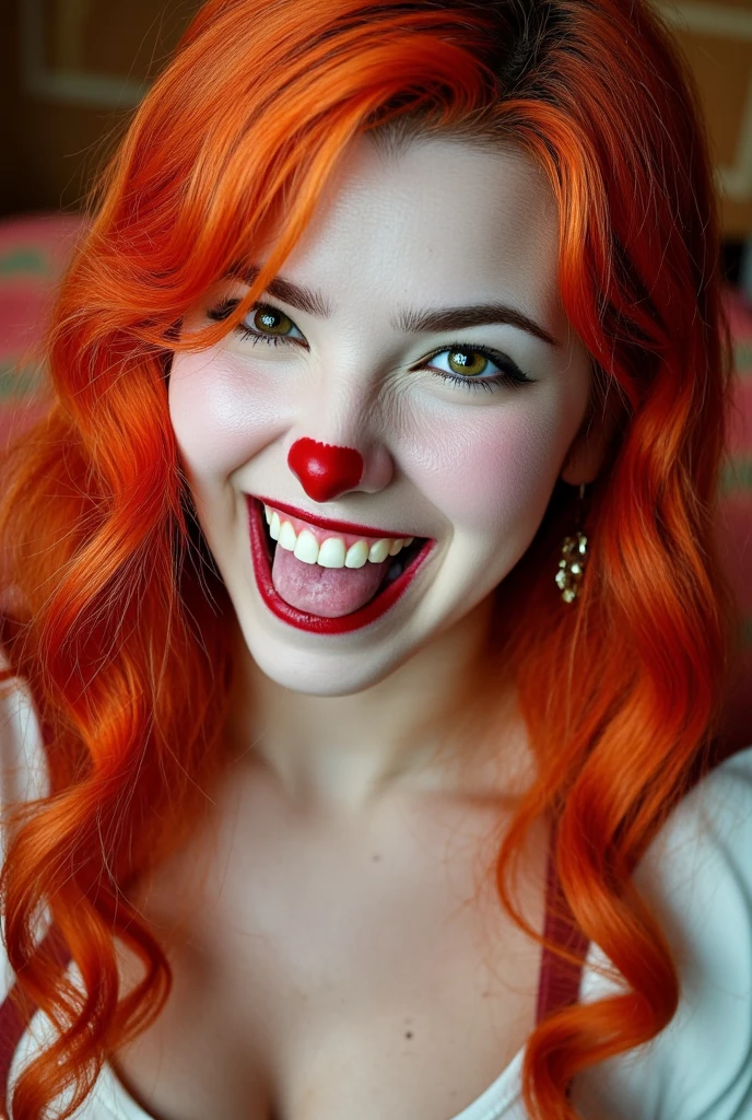 Sexy milf with big eyes and very big clown nose