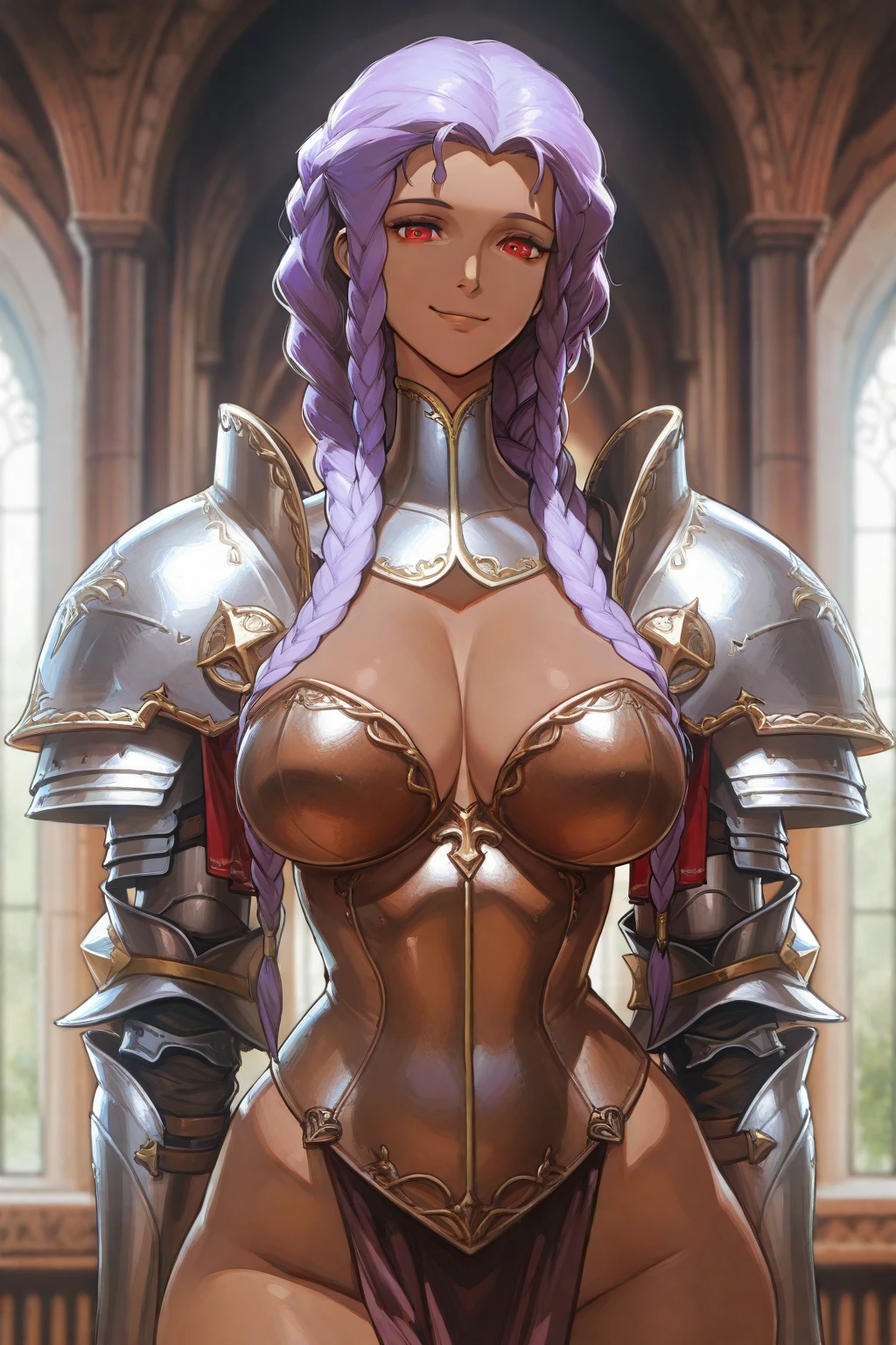 score_9, source_anime, score_8_up, score_7_up, 1girl, solo, simple background, <lora:KarrynCE_Ver2:.8> KarrynCE, purple hair, short hair, blue eyes, huge breasts, <lora:edgAdeptaSororitasPonyv1:0.8> edgAdepta,wearing edgAdepta,power armor,shoulder armor,skull emblem, peaked cap