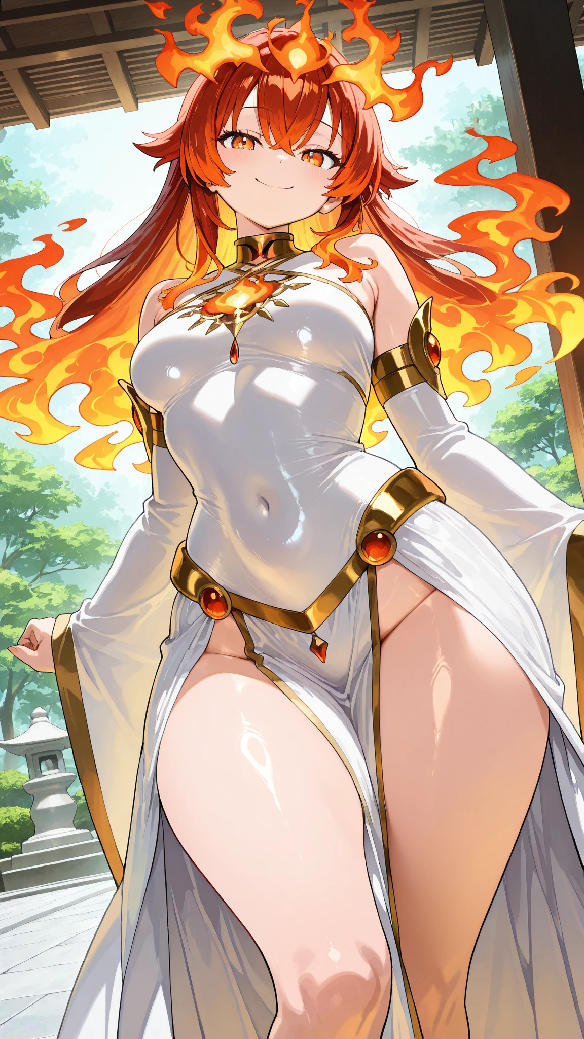 She is a fire dragon beastkin、Beautiful skins、Hairless pubic area、Red eyes、Yellow hair、Megachibi、Mega Mini、sexypose、