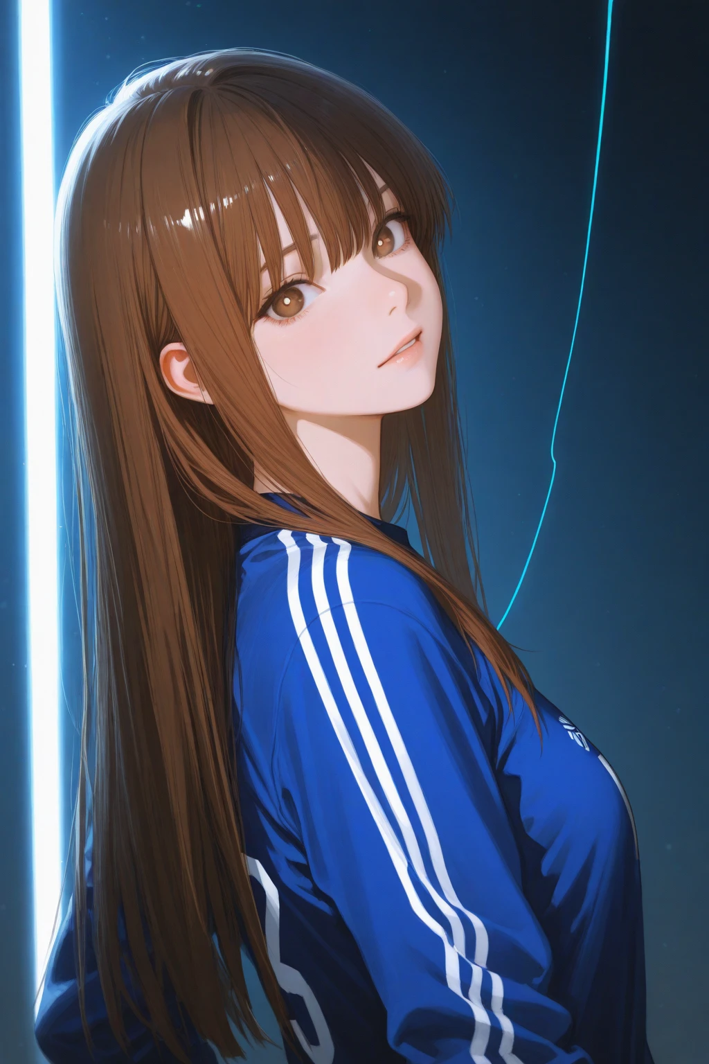 locker room,track suit,(Thin type:1.5),(large breasts),(random hairstyle),(Highest image quality,(8K), Ultra-realistic, Best Quality, High quality, High Definition, high quality texture, high detailing, Beautiful detailed, fine detailed, extremely details CG, Detailed texture, realistic representation of face, masterpiece, presence)