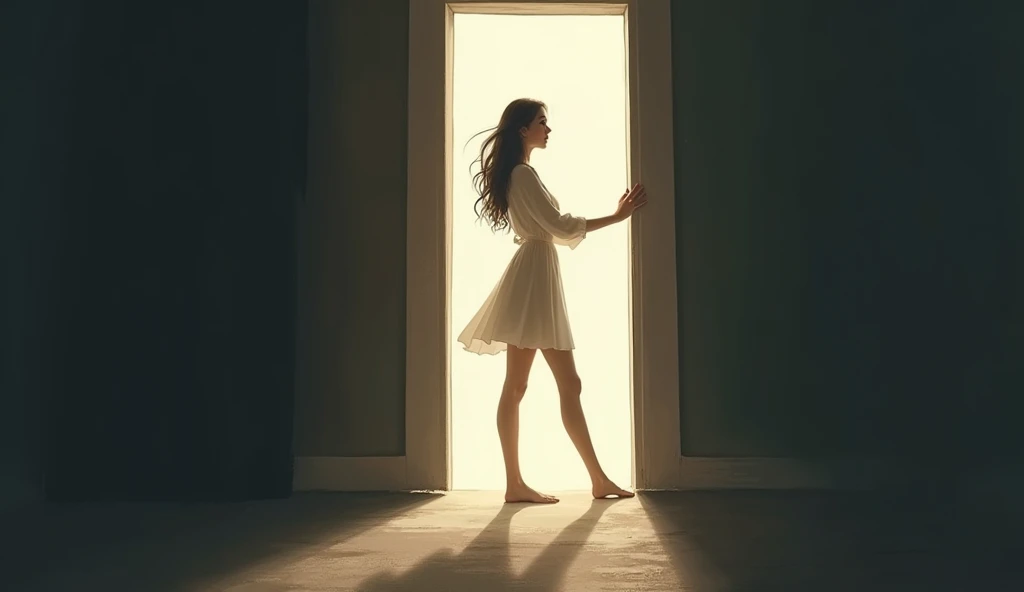 A woman in normal clothing on her back and with her hands up to the sky