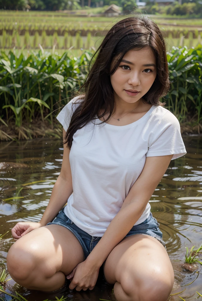 Japanese beauty、Outside on the muddy ground、Perfect Face