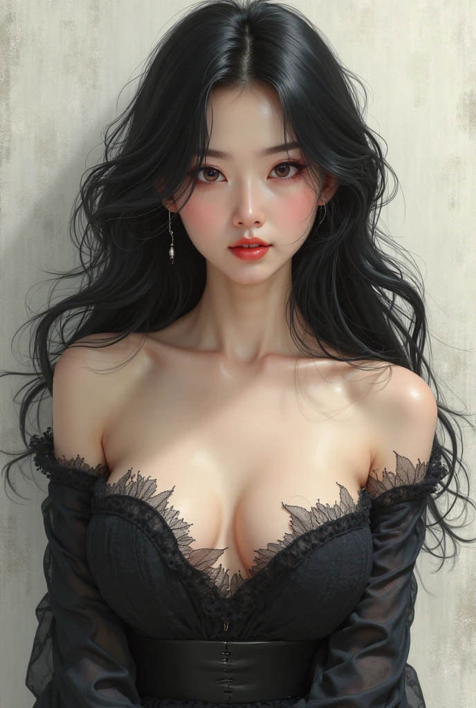 Cleavage, Volumetric lighting、Highly detailed face、One girl、dark、Deep Shadow、Low Key、Cowboy Shot、(Formula Services:1.4)、Hair length、Gray Hair、naked