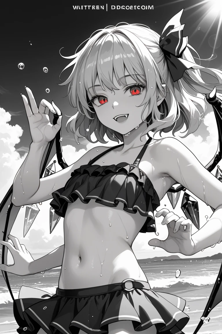 1girl, stelle \(honkai: star rail\), honkai: star rail, by shiratama\(shiratamaco\), by [artist shiratama\(shiratamaco\)], [artist shiratama\(shiratamaco\)], solo, expressionless, tsurime, simple background, cinematic angle, looking at viewer, string bikini, alternate costume, 