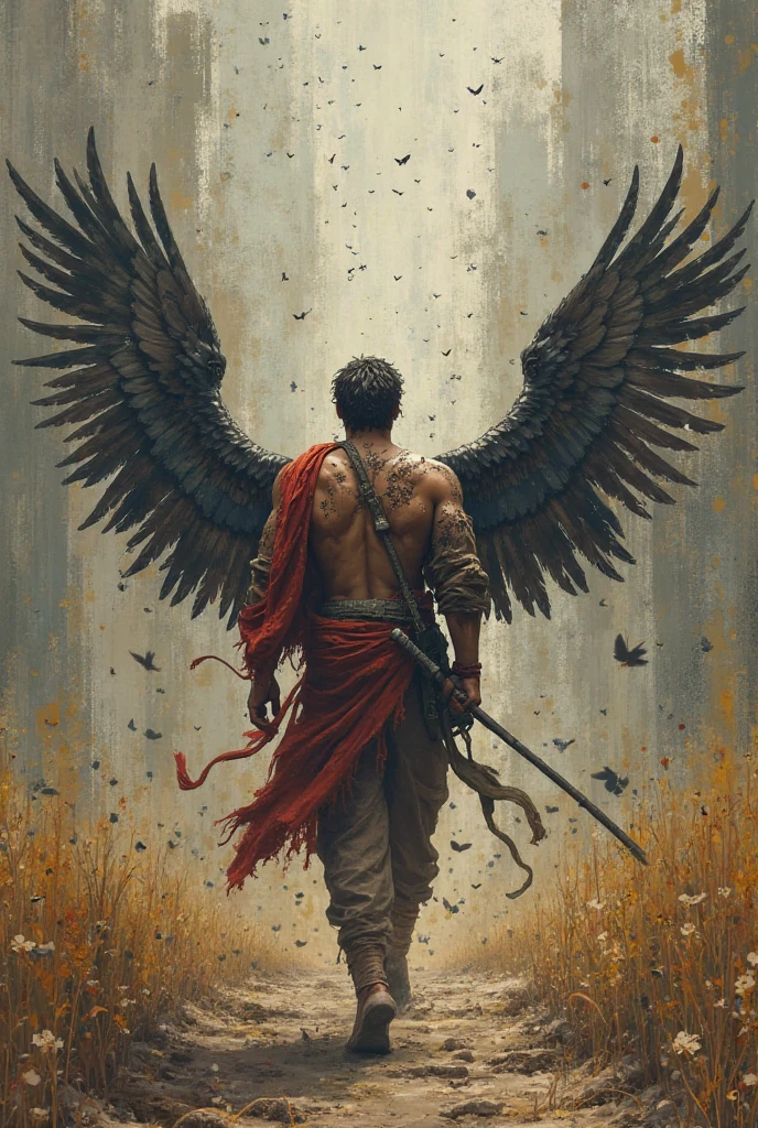 man back wounded blood on his back with knife wounds fighter spirit warrior spirit