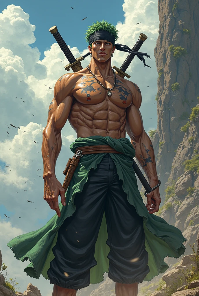 Roronoa Zoro has tattoos on his arm.