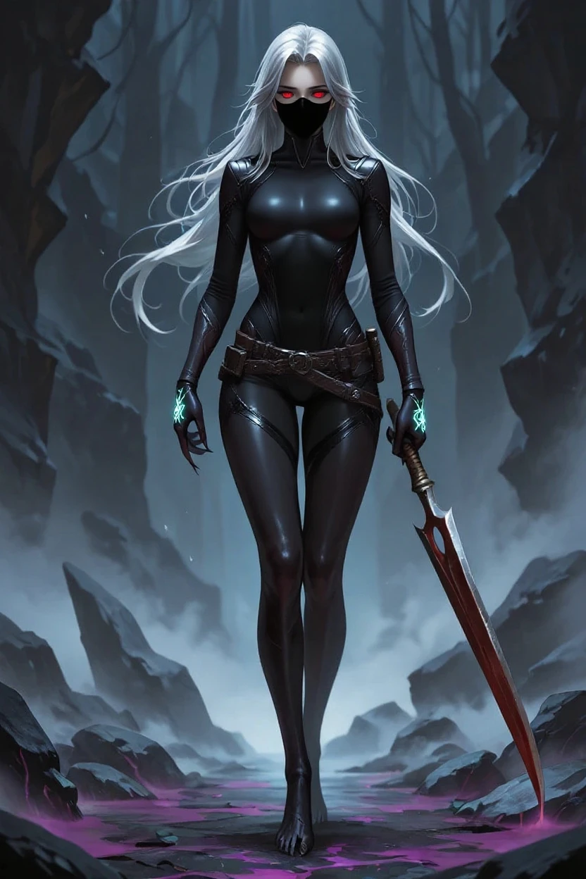 incredible likelife dark gloomy illustration by Anne Bachelier, a girl sasha luss, with a big knife, sadistic smile, heavy gaze, a gloomy cave , a dark mysterious glow in the depths of the cave, dark shot:1.2, <lora:add-detail-xl:2>, <lora:Randommaxx_merge_v1.1_lora_fp16:1,5>