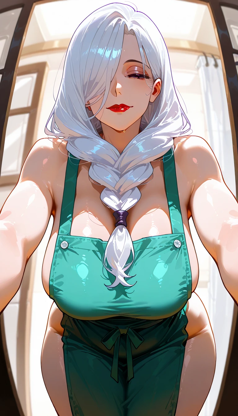 girl,single,Long hair,breast,Looking at the audience,Blush,Smile,Open your mouth,blue eyes,大breast,dress,Cleavage,Jewelry,Upper Body,braid,White hair,Pointed ears,Clothes cutting,Back of the arm,perforation,Cleavage裁剪,Elf,scarf