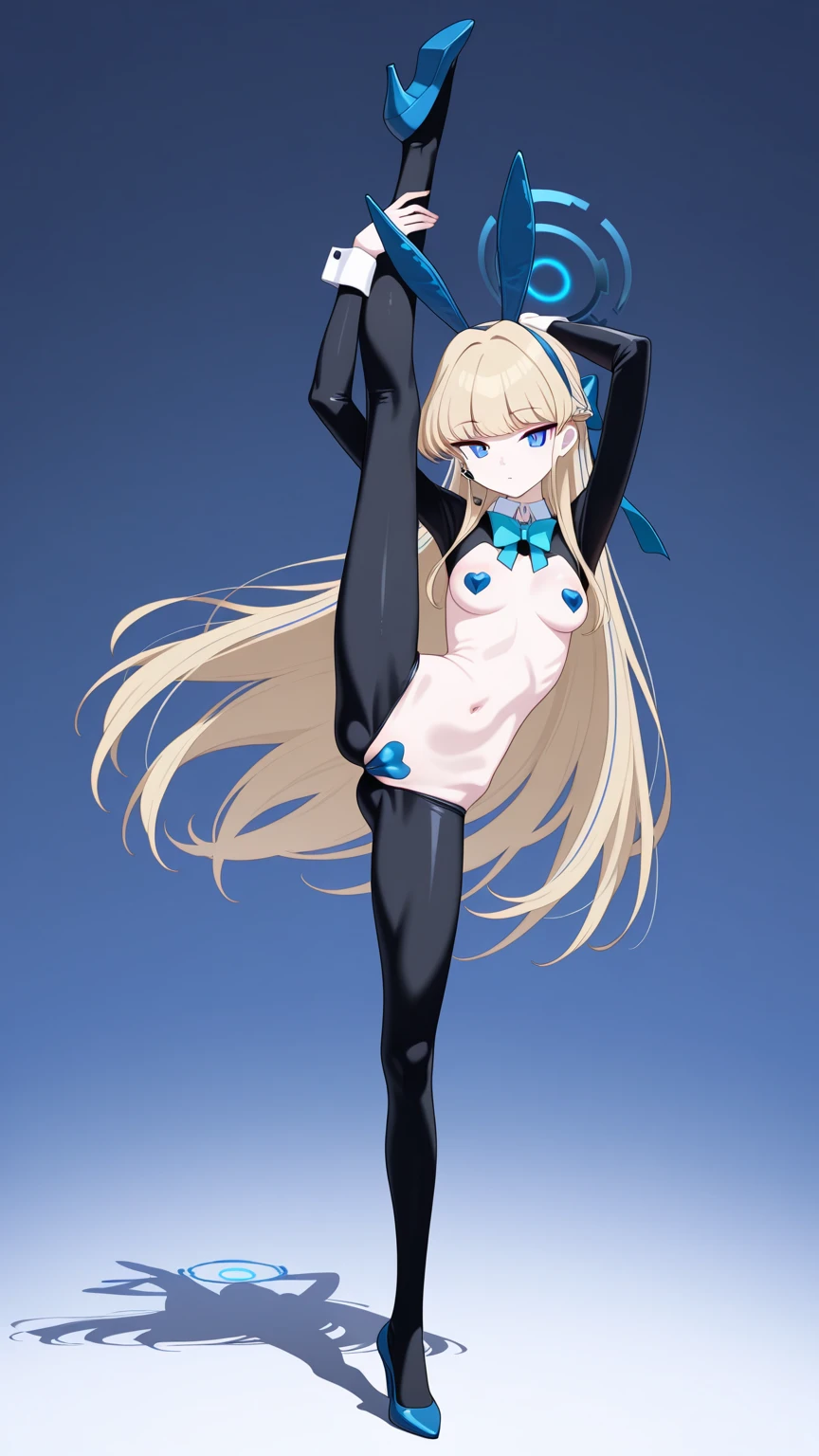 ciel_megamanz, 1girl, solo, long hair, blue eyes, blonde hair, ponytail, headgear, looking away, star \(sky\), micro bikini 