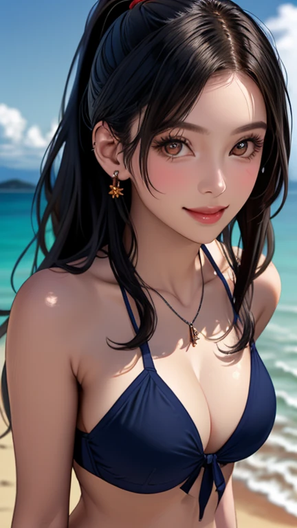 realisticlying、Real adult women、Surfing、The sea highlights the sunset、Smile sexily、Cleavage emphasis、Face Real