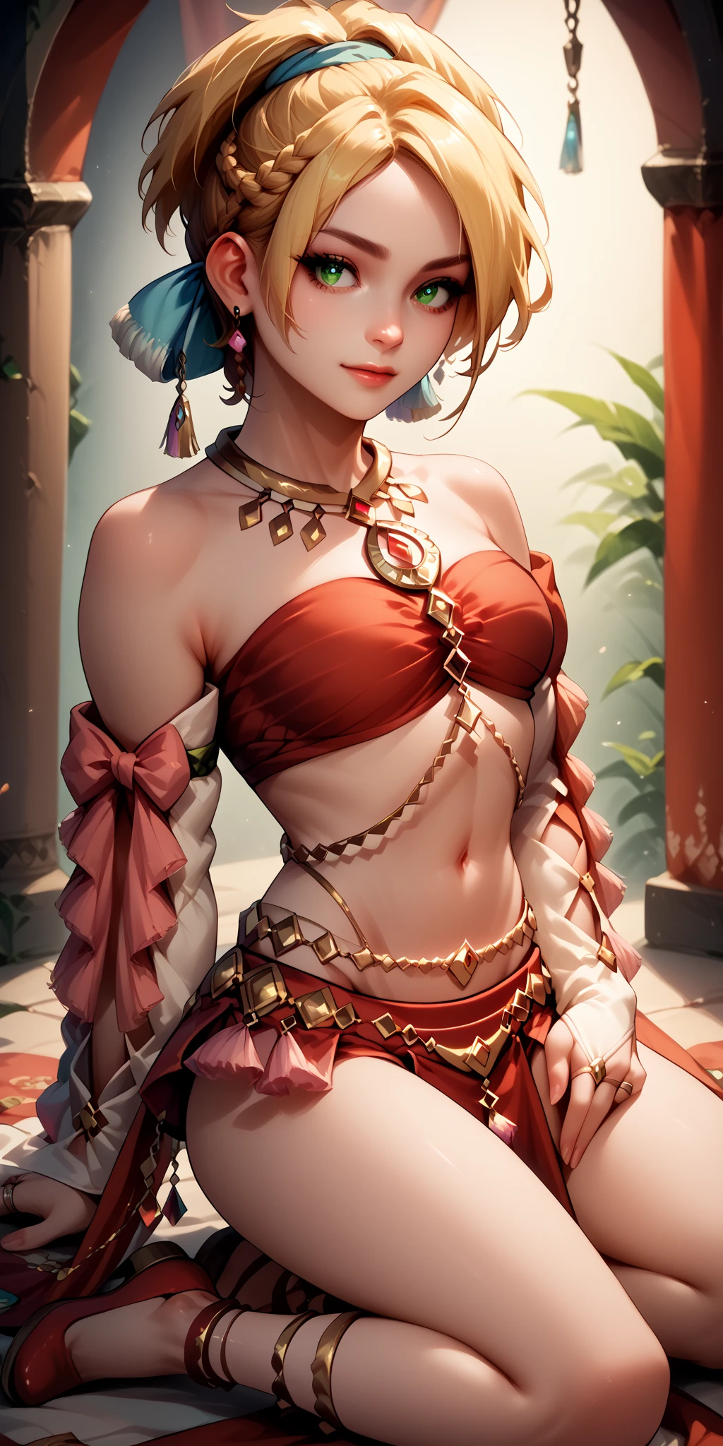Group of 5 princesses,(5 young women,many young women), (in the bedroom), Various hair styles, harem, Wear a strapless Thai dress..., at night, detailed face, big breasts,Breast curtain, short skirt, mule, Sleeveless , Show your armpits, at night, starry at night,(large areolae:1.4,pink,The nipples are clearly visible.....),((Various positions)
