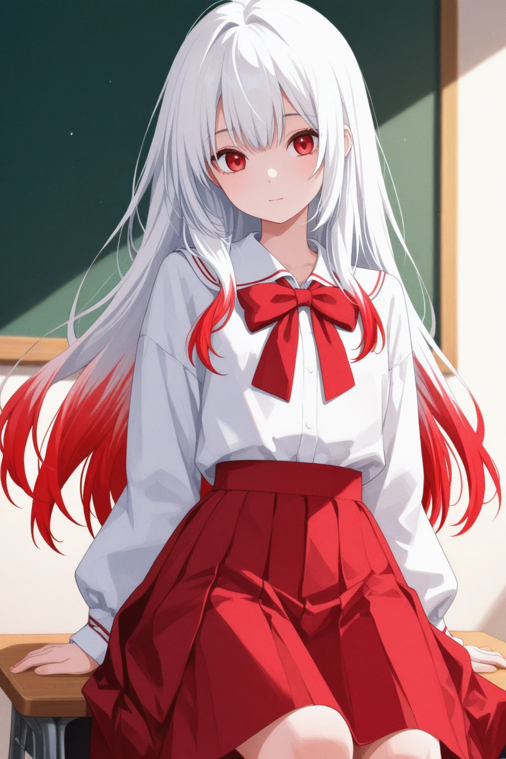 Masterpiece, best quality, perfect lighting, 1girl, solo, shiro, fox ears, fox tail, white hair, red eyes, red cheek stripes, casual outfit, open mouth, smile, adorable looking,