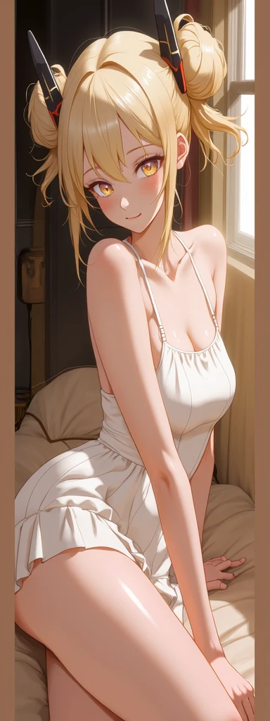 blond haired woman in a white dress sitting on a bench, seductive anime girl, loli in dress, beautiful anime girl, attractive anime girl, beautiful alluring anime woman, extremely detailed artgerm, cute anime waifu in a nice dress, ig model | artgerm, beautiful anime woman, smooth anime cg art, ! dream artgerm, pretty anime girl