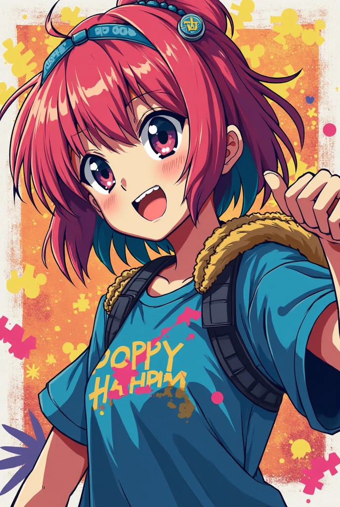 A  eating a meatball skewer