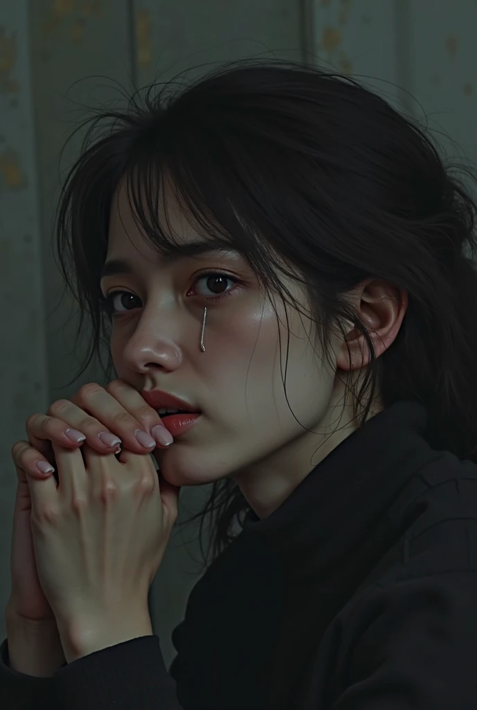 Beautiful crying asian woman, Beautiful crying! Android Girl, Portrait of a crying AI artist, Crying beautiful female android!, realistic digital painting, rossdraws digital painting, Ultra Realistic Digital Painting, rossdraws portrait, Realistic digital illustrations