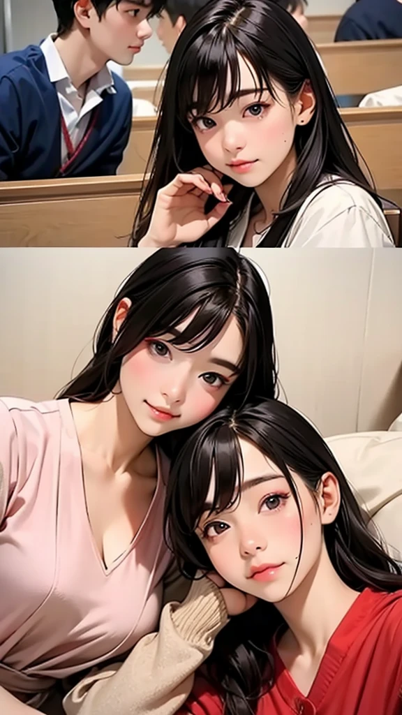 Two Asian women in bikinis taking pictures in their room, cute core, Young slender gravure idol, trending on cgstation, slim girl photo, realistic young gravure idol, Pose together wearing a bra, young gravure idol, Young and cute gravure idol, sakimichan, slim girl photo model, nixeu and sakimichan