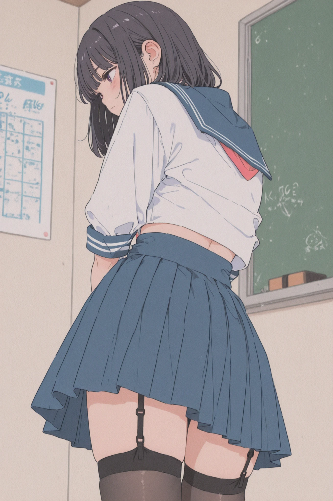 master piece,Best Quality,highest quality,Ultra-detailed,ultra high resolution,extremely detailed CG unity 8k wallpaper,Illustration,anime color,Detailed skin,Shiny skin,Realistic,(((Beautiful detailed eyes))),iluscious eyes,striking eyes,Perfect Anatomy, gleaming skin,oily skin,1girl in,Solo,

(((up skirt,roll up skirt,adjusting clothes,adjusting panties))), ((Leaning forward)),

cabin attendant uniform,flight attendant uniform,light blue blouse,dark blue slit tight skirt,red neckerchief,earrings,high heels,stockings,middle hair,half updo,dark brown hair,red lips,Large breast,

,cameltoe,bulge,visible panties,elaborately intricate designed luxury and shine and brightly white panties, moist panties are digging into crotch,skin dantation
,love juice,love juice stain,slip pubic hair,

frown,serious,sad,disdain,embarrassed

in abandoned house,faint light,messy room,many garbage bags,trash,stains on wall ,
(((vignetting,close to viewer,back shot,nice ass,beautiful ass focus,upper body))), (((cover,sexy dvd,idol image video))),((skindantation)),
