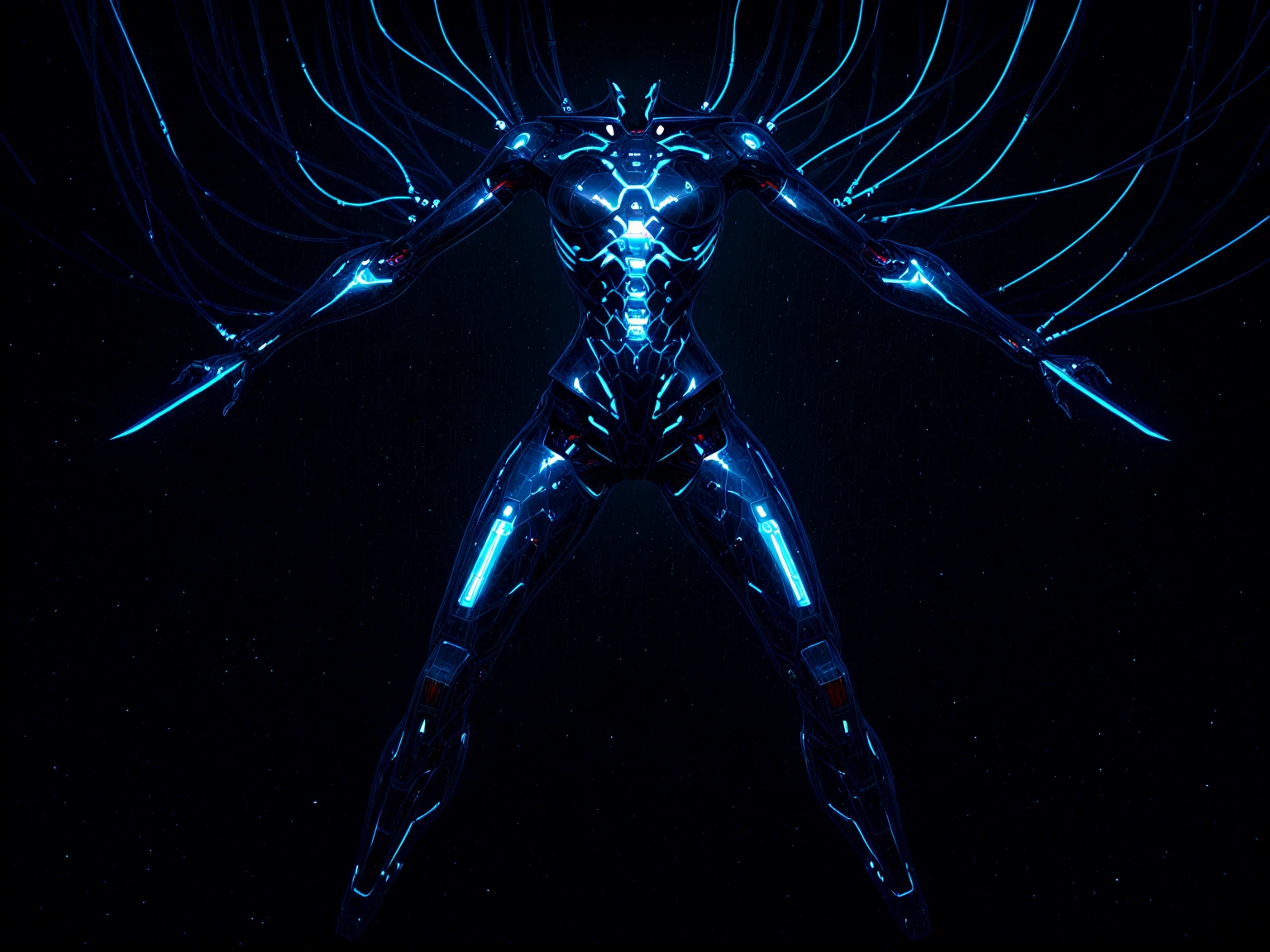 Futuristic woman standing on a circular platform with a futuristic design, Deusa ciborgue no cosmos, simetria! futuristic robotics, depicted as a scifi scene, detailed cosmic angelic robot, futuristic robot angel, anime robotic mixed with organic, Ciborgue sereia com um chicote laser, mecha vitruviano, complex cybernetic beings, unreal motor render saint seiya, estilo cyber universe, outer space blue back, rosa e roxo