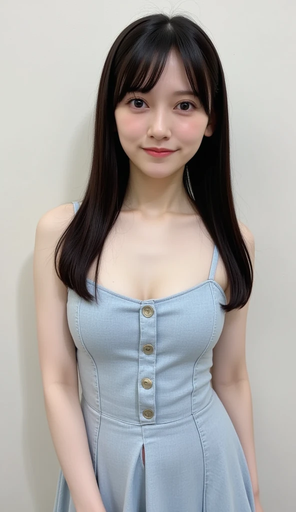 masterpiece、one person、14 years old、Full body photo、slender、woman、White drool coming out of the mouth、smile、Very short hairstyle、 Fair skin, messy hair, super cute、Soft and Face、8K resolution、Surreal、Ultra high definition、 A-cup small breasts((Highest resolution、8k、masterpiece:1.3))、Ultra-fine face、Ultra Fine Lips、Beautiful Eyes、double eyelid,Dark blue walls、Red and white checked bandeau dress:1.1、Thighs、thin,Thighs are visible、Shapely small breasts、fun、sexy