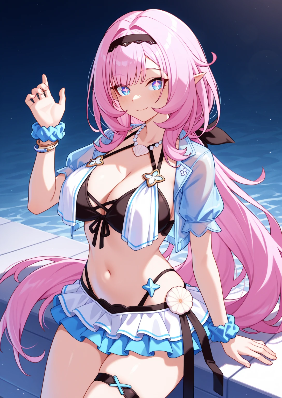 ((highest quality)), ((Masseter muscle part)), (super detailed:1.4),(32,000 images),(ultra high 詳New),best anime,sharpness,The best wallpapers,amazing depiction,golden ratio, control the wind:1.5,Manipulation of light,(Perfect anatomy without destruction),(緻密で詳細な美right瞳,glossy eyes),(shiny hair:1.1,),(緻密で緻密な美right顔緻密で緻密な美right肌),(Expressionless:1.2),Because I'm slender,slim belly, pink haired, Pigtails、((big breasts)), pointed nipples、thin waist,belly button,The 詳New, 詳New, The shining white costume is divine々New々right々right.々right,緻密で詳細な美right装飾,gem),full moon:1.1, Backgrounds with depth:1.3,hair ornaments,starry sky, ((Shoot from the front))