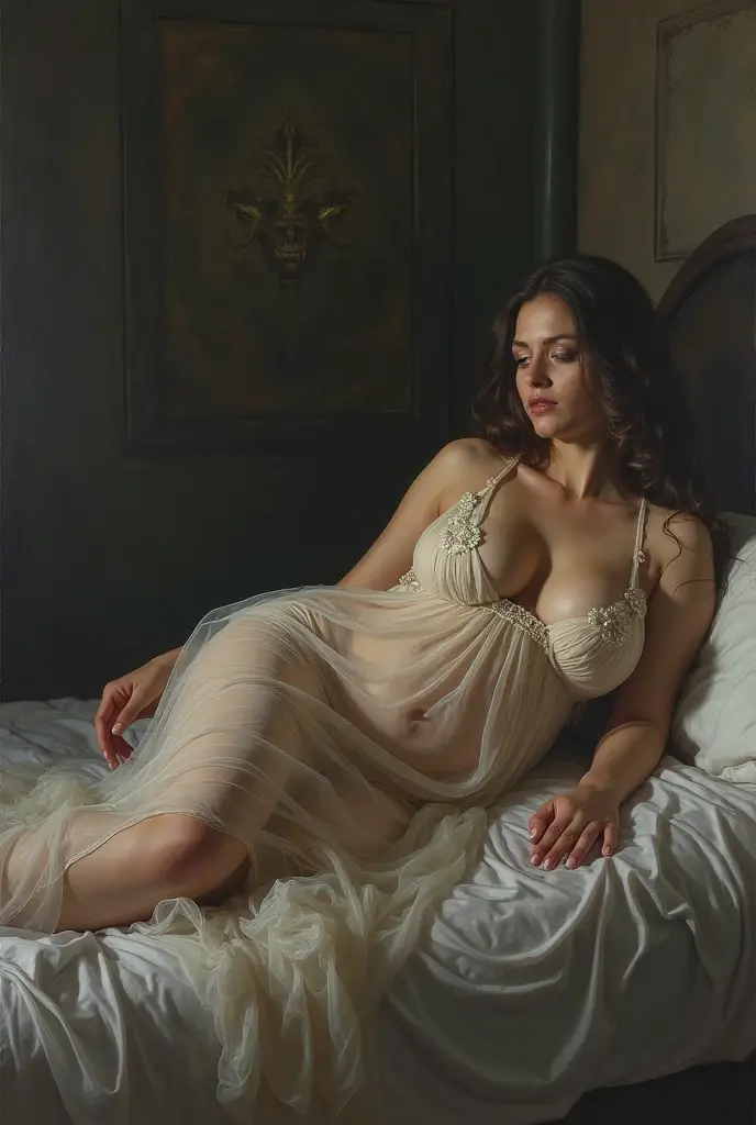 top-angle view of shakilaaa, from top, <lora:isnot.shakilaaa:0.9>, 1woman, lying on luxurious bed, oily tanned skin, Romanticism and erotic style, exspressionism style, dramatic cinematic light ADDCOMM ADDCOL TI_Jacques Loysel, Mihly Zichy, Vermeer, Louis-Jean-Franois Lagrene, William-Adolphe Bouguereau, by Stphane Mallarm and Paul Verlaine, caravaggio masterpieces, lambrandt lighting, lusty athmosphere, (curvy body:0.2), messy hair, sexy face, extremely delicate, intricate details, (pure brutal), (bedroom), detailed skin imperfections, semi-realistic, breast covered by silk, erotic face, exposing vagina, detailed face, <lora:Addams:0.5>