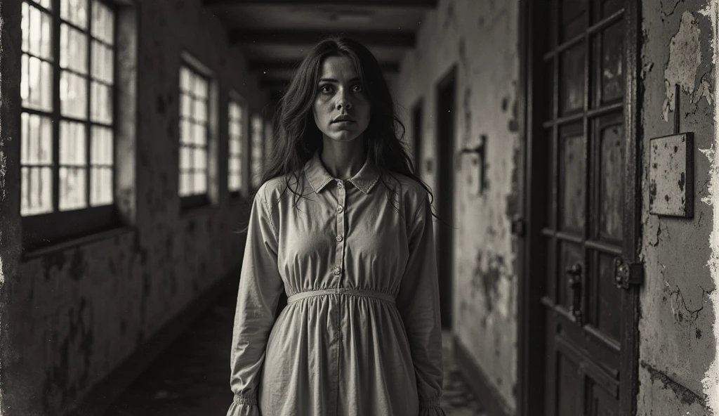 femme , triste , robe blanche , sang , A-cup , small breasts , runners body, women in underground bomb shelter