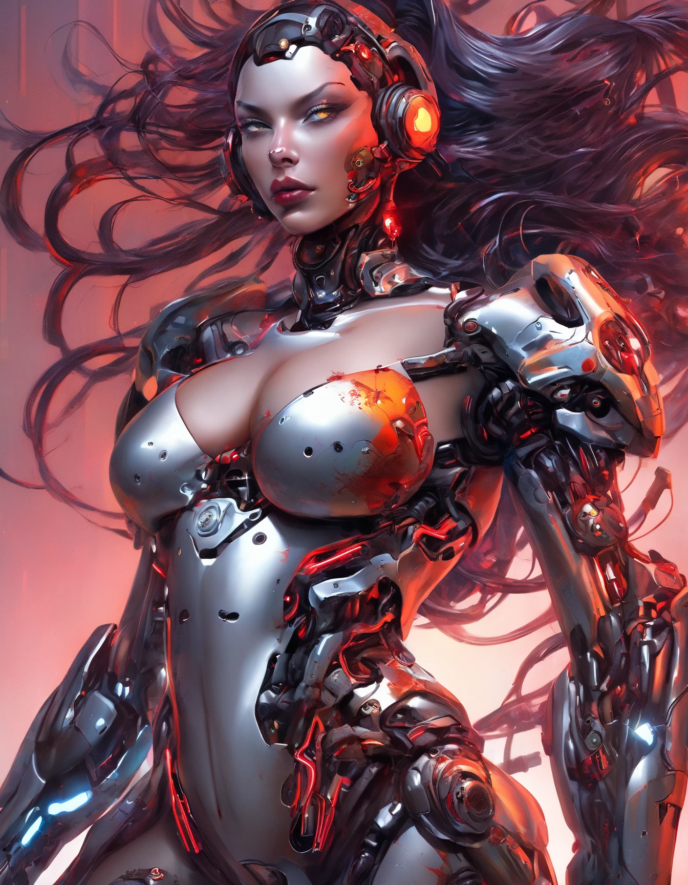 (beautiful girl:1.25), (megan fox:1.25), (young bodybuilder girl wearing cybernetic muscle suit:1.25), (medusa head with tentacles:1.25), carnage muscular physique, seductive face, mouth wide open carnage style, long red hair, perfect muscular body, super skinny legs, sissy, femboy, (carnage style physique), (large fake breasts:1.45)