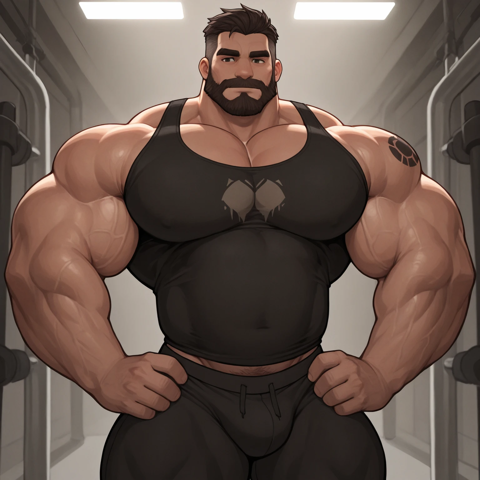 burly virile hairy werelion, in a suit of armor, a himbo muscle daddy, middle-aged dilf, hirsute, overmuscular and musclebound, bulging veiny muscles, a warrior's build, a bodybuilder's physique, long bushy and a thick mustache, a square jaw, handsome and dreamy, grey hair, a knight clad in armor