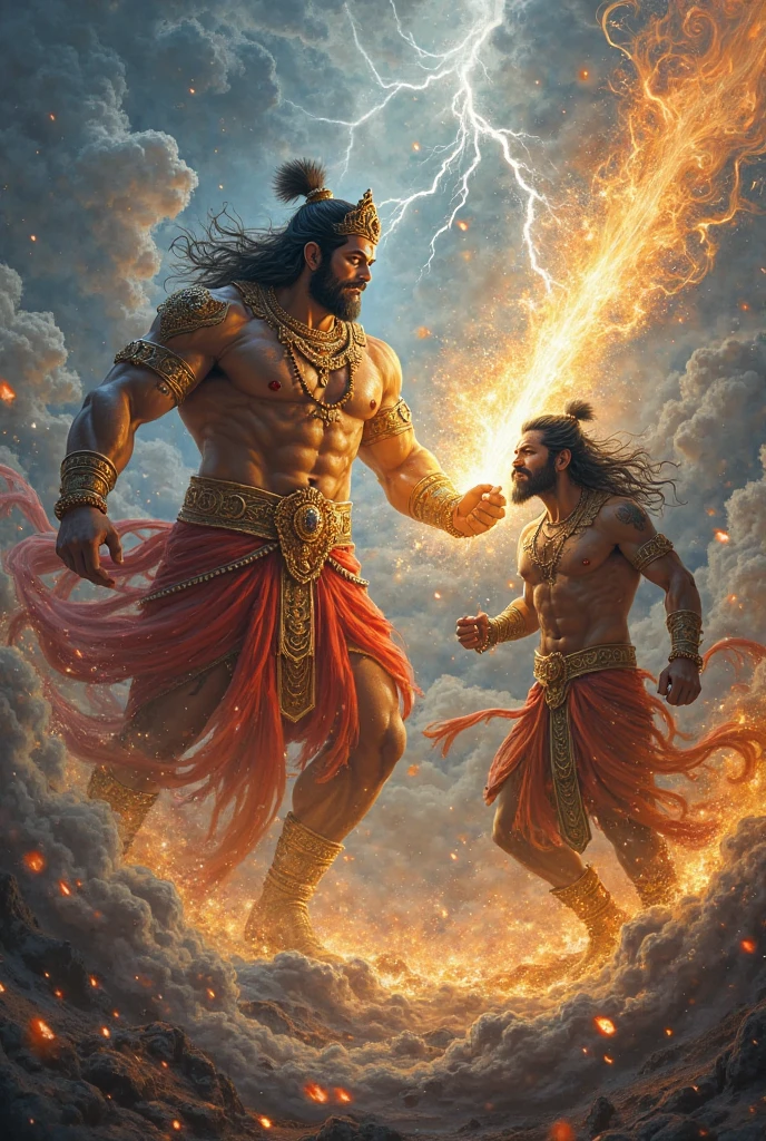 छवि संकेत: विक्रमादित्य और देवता दोनों अपनी-अपनी शक्तियों का प्रदर्शन करते हुए।दृश्य