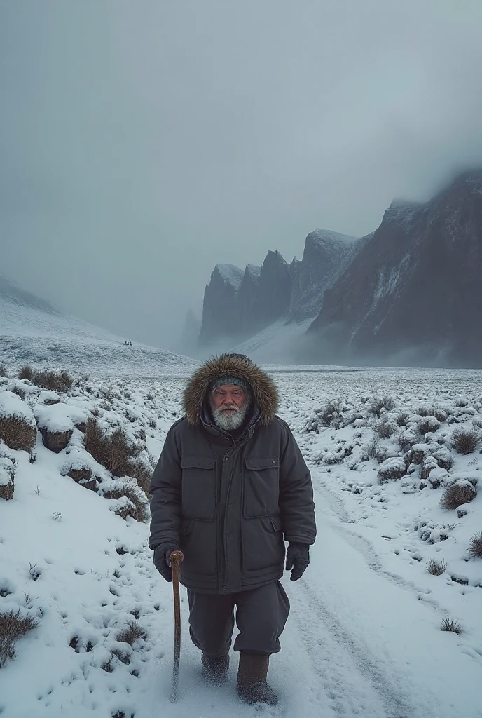 nude, strong, topless, old man,full body,top of everest, wet body, penis, beard